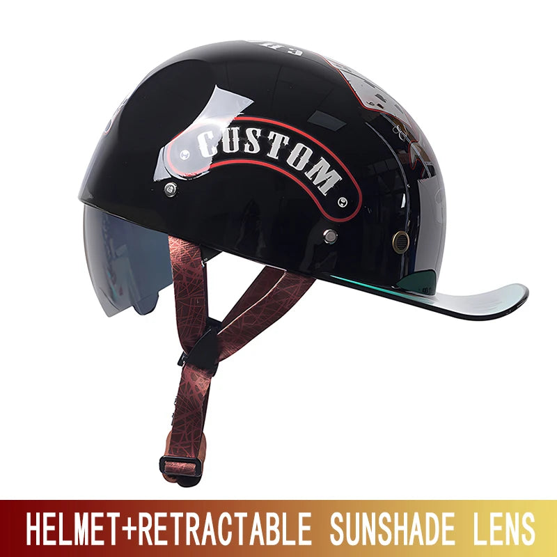 Motorcycle Helmet, Japanese-German Helmet, Men's Retro Half Helmet, Cruise Pedal, Tram, Light Prince Baseball Cap, Spring and Su