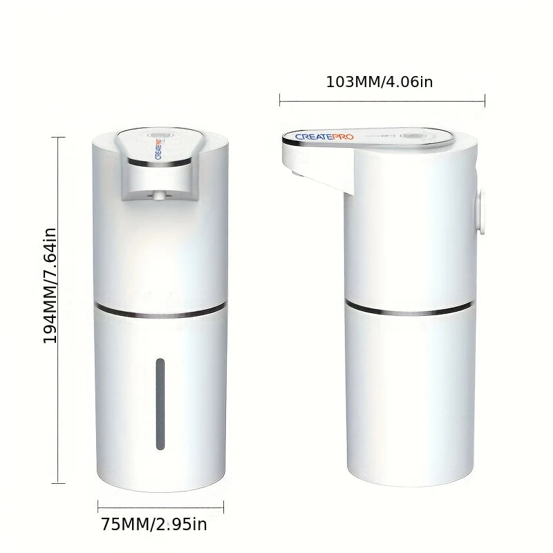 350ml Smart Sensor Touchless Foam Soap Dispenser, USB Rechargeable Wall-Mounted 3-Level Adjustable Pump for Bathroom Kitchen Dis