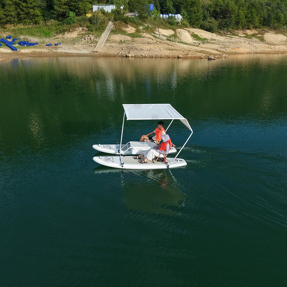 Outdoor DWF Luxury Floating Electric Catamaran Inflatable Boat with Motor for Home Residential or School Use