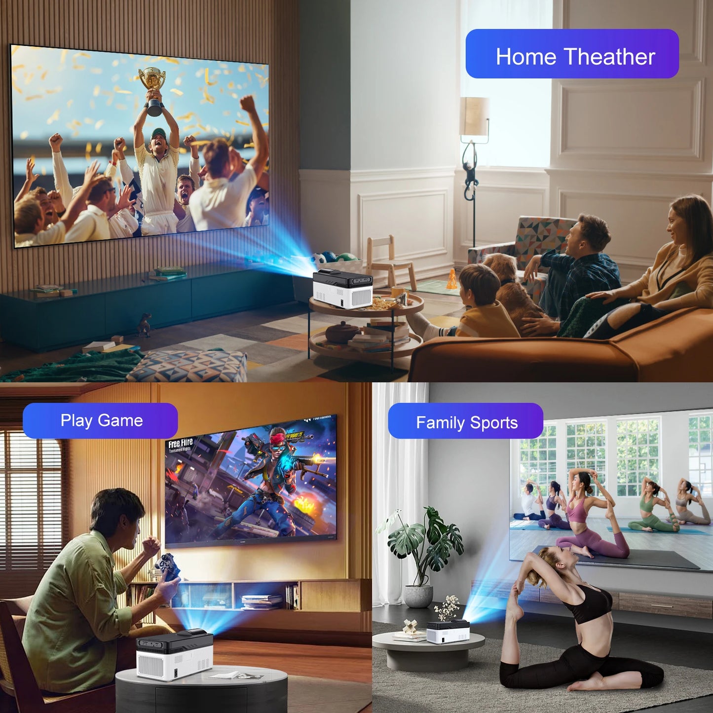 Magcubic 8K Ultra Short Throw Projector with Auto Offset 4K 1080P 900ANSI BT5.4 Electronic Focus WiFi6 AllwinnerH726 Voice HY450