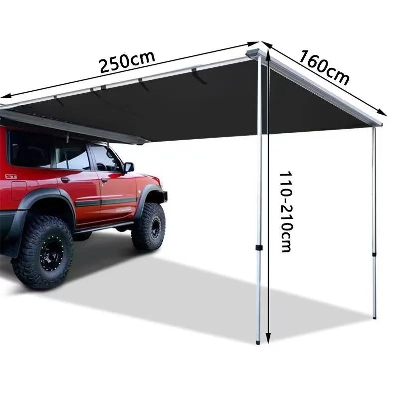 Universal Car Side Awning Portable Quick Fold Roof Top Tent Camping Shade Shelter Vehicle Canopy Fast Storage for RV Off-Road