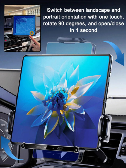 Wireless charging folding car large screen cell phone holder fast charging car navigation bracket