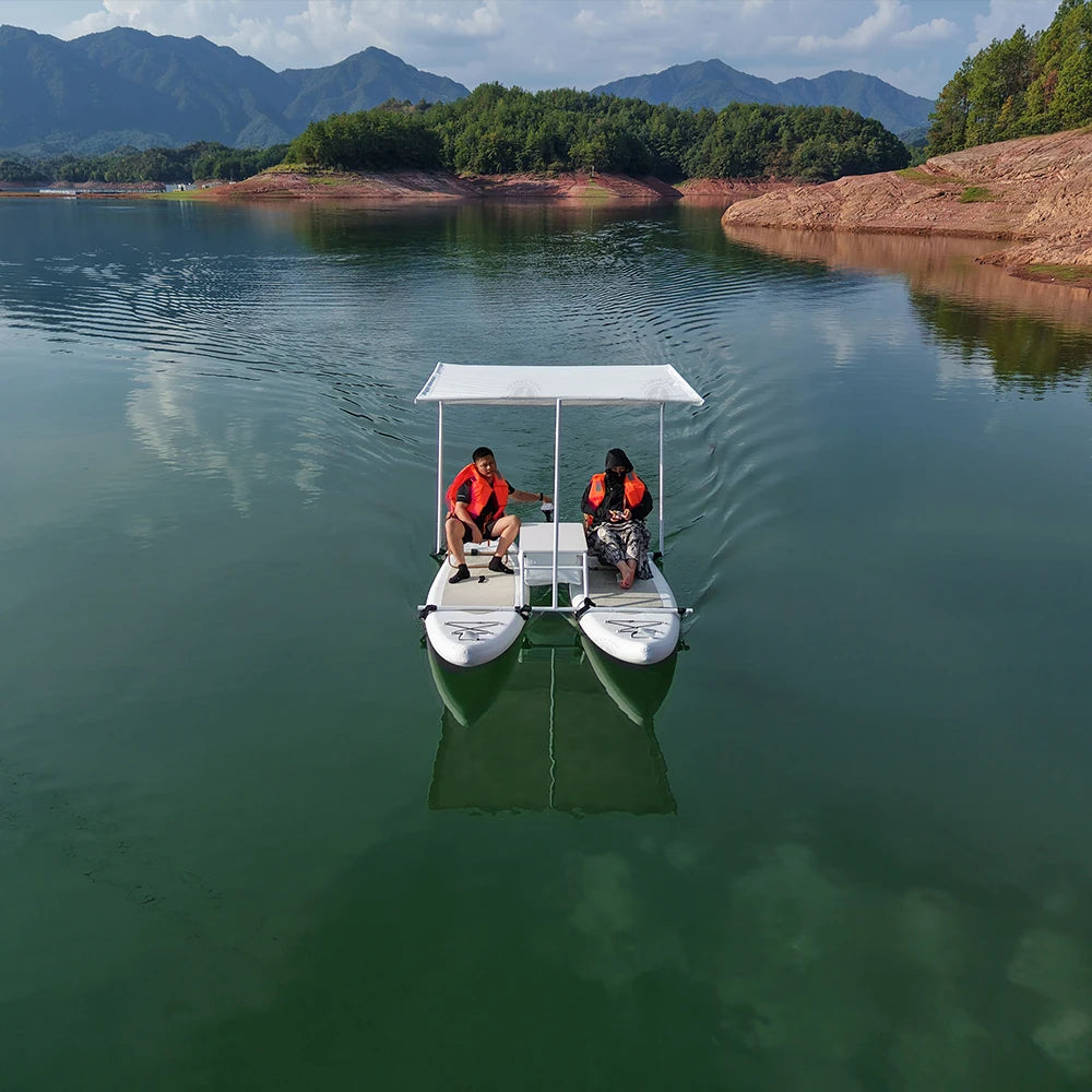 Outdoor DWF Luxury Floating Electric Catamaran Inflatable Boat with Motor for Home Residential or School Use