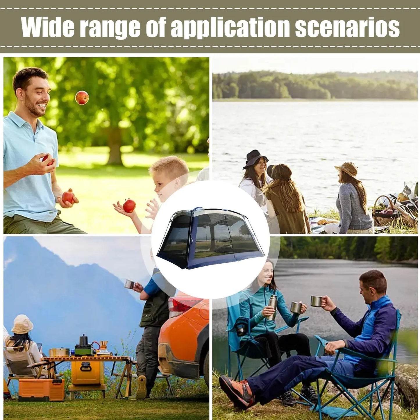 Outdoor Tent UV Resistant Sunshade House Screen House Tent For Family Trip Backyard Picnic Hiking Road Trips Travel