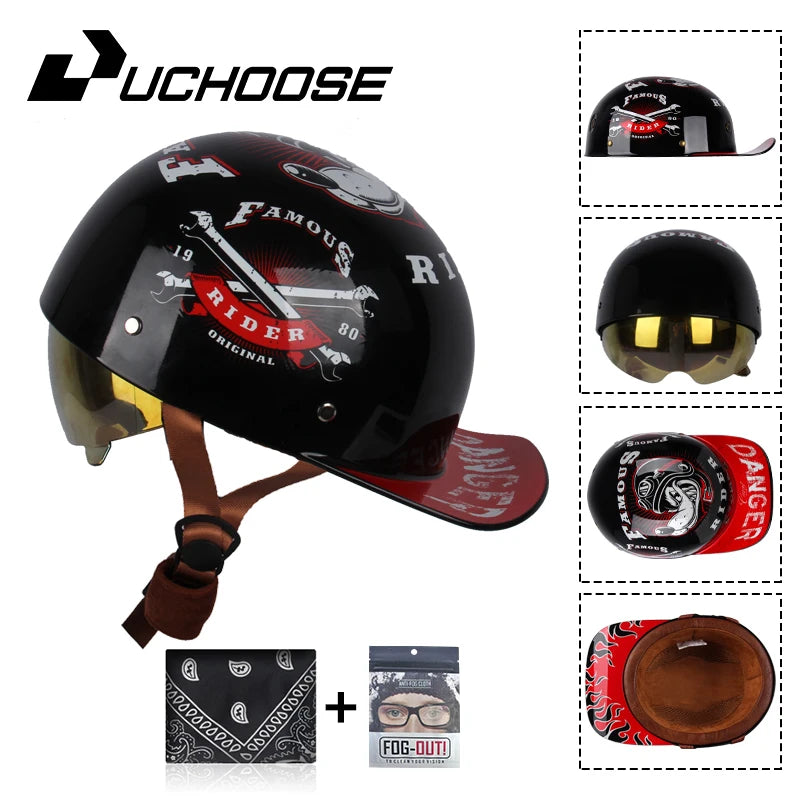 2024 Adult Open Face Summer Retro Riding Bicycles Vintage Half Helmet Baseball Cap Helmets Children Riding Motocross Men Women