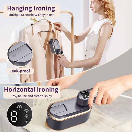 Portable Clothes Steam Iron 180° Rotatable Handle 3 Levels Handheld Garment Steamer 1200W Fast Heating 150ml Tank for Travel