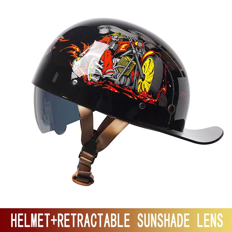 Motorcycle Helmet, Japanese-German Helmet, Men's Retro Half Helmet, Cruise Pedal, Tram, Light Prince Baseball Cap, Spring and Su