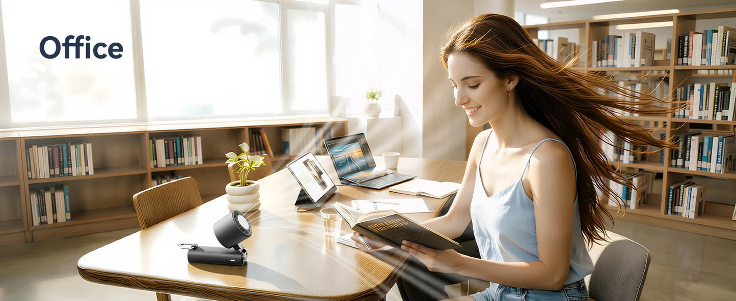 MUXNW 3-in-1 Foldable Handheld Fan 11000RPM 3000mAh 100-Speed USB-C Digital Display for Travel Office