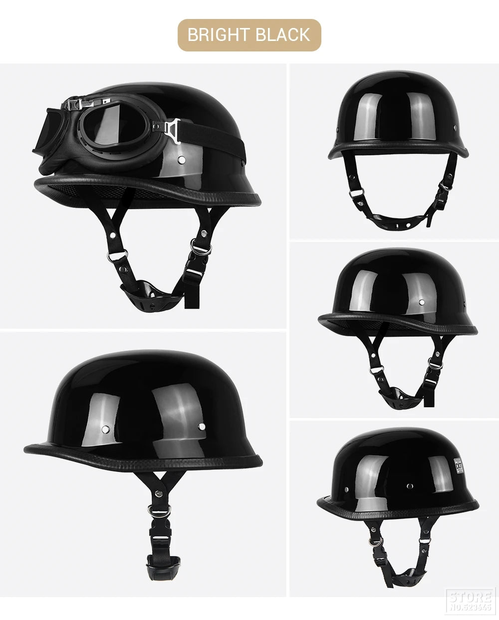 Motorcycle Half Helmet German Leather Vintage Helmet Casco Moto Motorcycle Open Face Helmet Biker Pilot DOT Certification S-XXL
