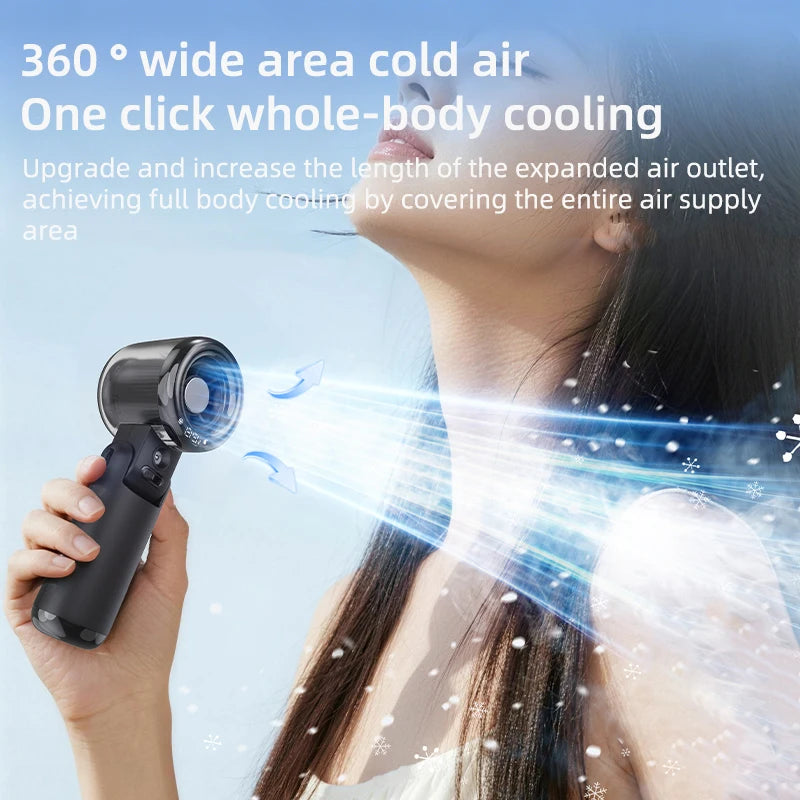 Mini Fan Portable Water Mist Fan 3600mAh 5 Speeds Handheld Foldable Neck Hanging Humidifier Small Spray Fans Type-C Rechargeable Vibely Store