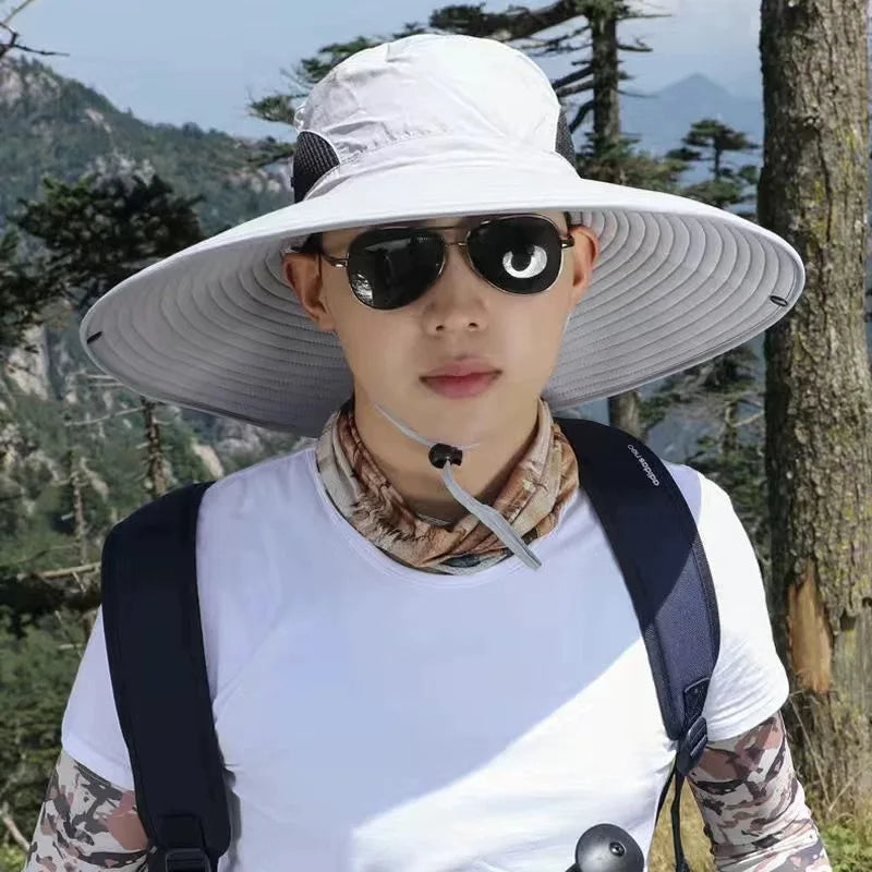 Mens Quick Dry Bucket Hat Large Size Sun Hat with Solar Powered Fan USB Rechargeable for Outdoor Hiking Camping Fishing Activity