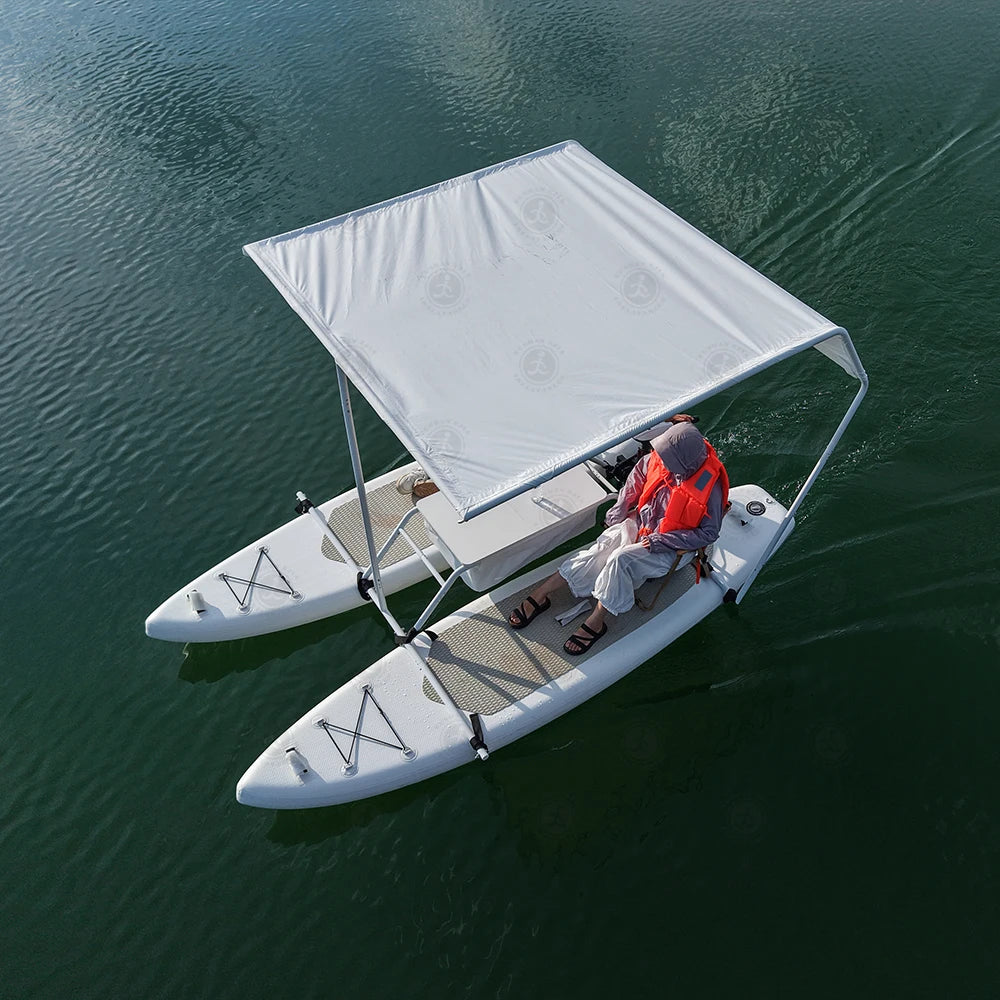 Outdoor DWF Luxury Floating Electric Catamaran Inflatable Boat with Motor for Home Residential or School Use