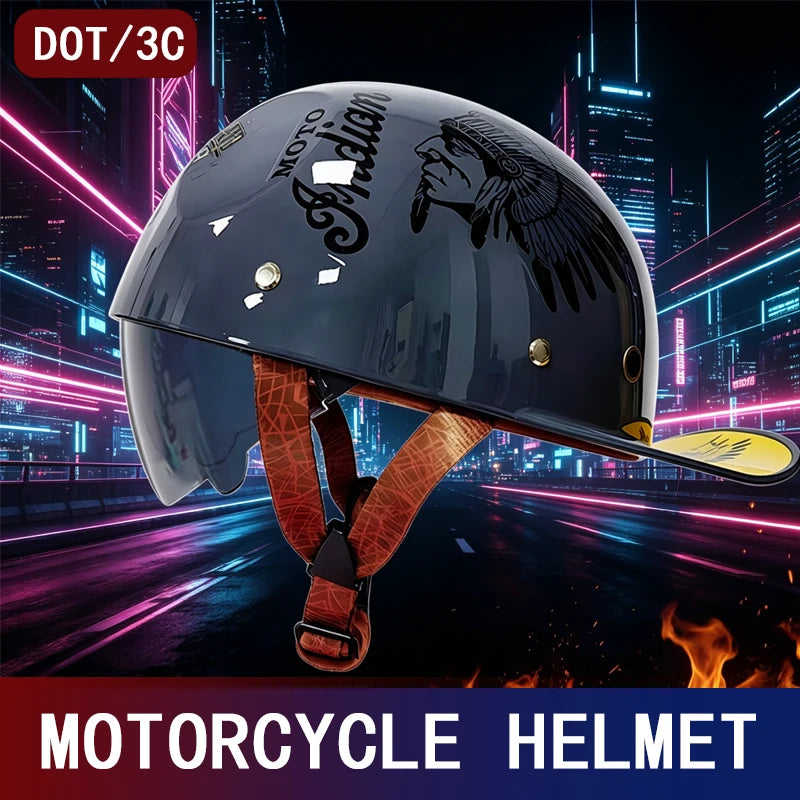 Motorcycle Helmet, Japanese-German Helmet, Men's Retro Half Helmet, Cruise Pedal, Tram, Light Prince Baseball Cap, Spring and Su