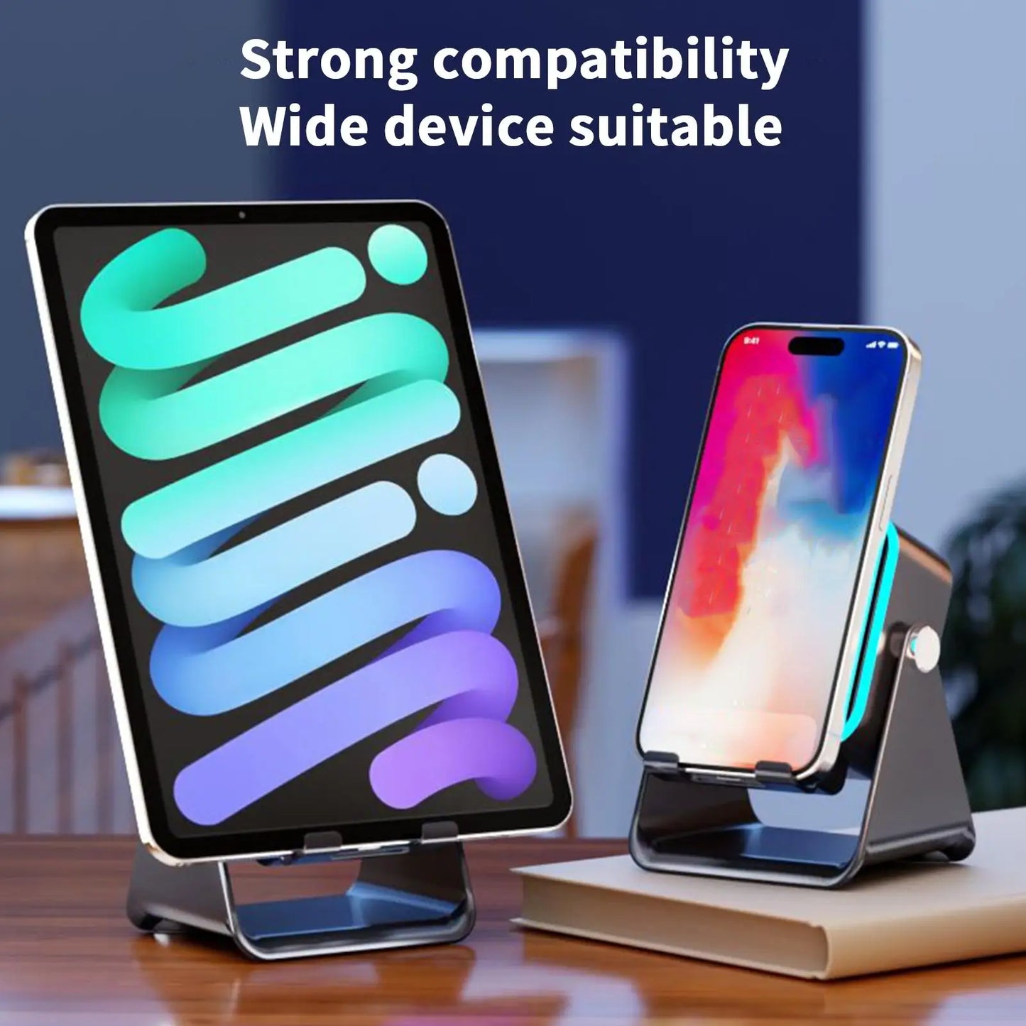 5 In 1 Auto-induction Wireless Induction Speaker 8 Mode RGB Light Phone Stand Surround Sound Portable Phone Holder