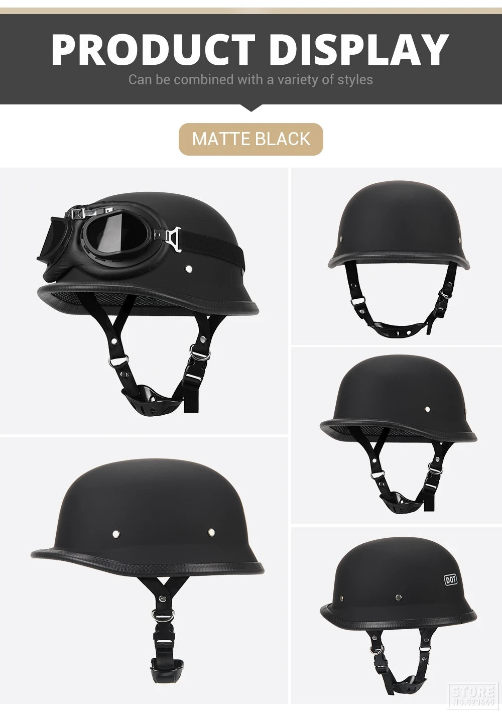 Motorcycle Half Helmet German Leather Vintage Helmet Casco Moto Motorcycle Open Face Helmet Biker Pilot DOT Certification S-XXL