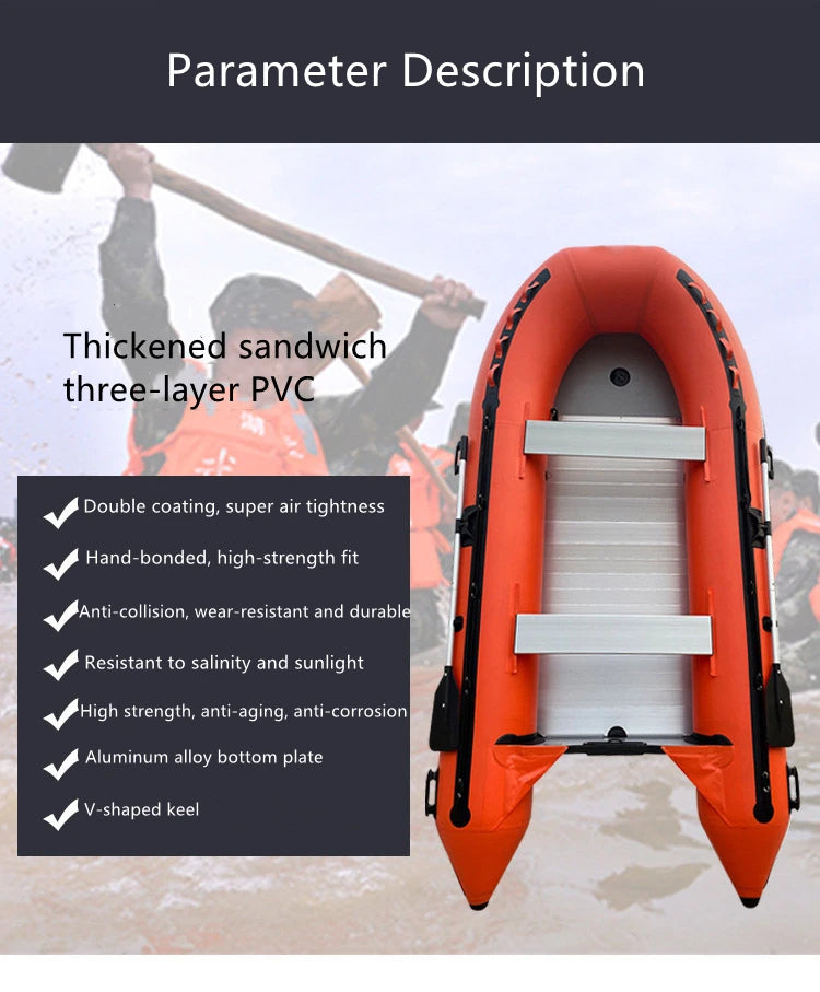 3.3m Inflatable Kayak PVC Speedboat Fishing Canoe Fishing Boat Aluminum Alloy Bottom