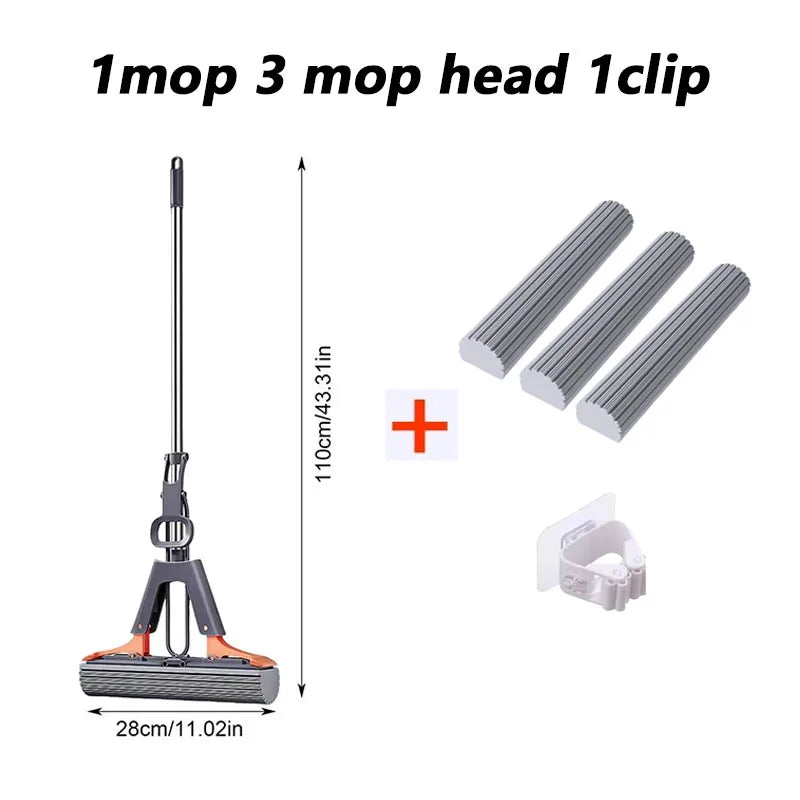 Floor Roller Mop PVA Sponge Floor Squeeze Mop For Cleaning Efficient Cleaning Absorbent Sponge Mop For Hardwood Tile Marble