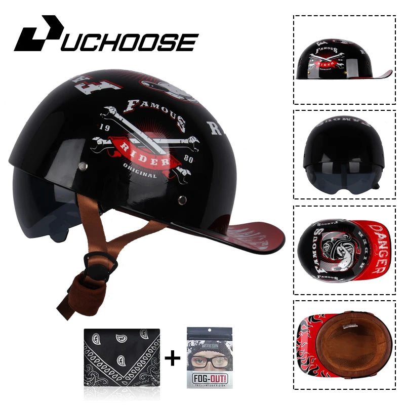 2024 Adult Open Face Summer Retro Riding Bicycles Vintage Half Helmet Baseball Cap Helmets Children Riding Motocross Men Women