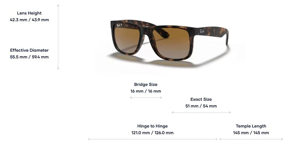 Rayban original Classic RB4165 JUSTIN Sunglasses Unisex Square Vintage Polarized Sun Glasses in box