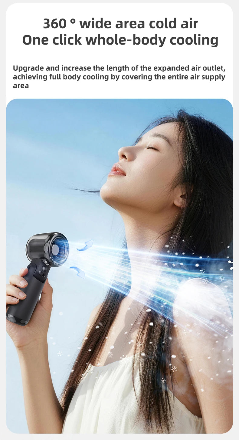 Mini Fan Portable Water Mist Fan 3600mAh 5 Speeds Handheld Foldable Neck Hanging Humidifier Small Spray Fans Type-C Rechargeable Vibely Store