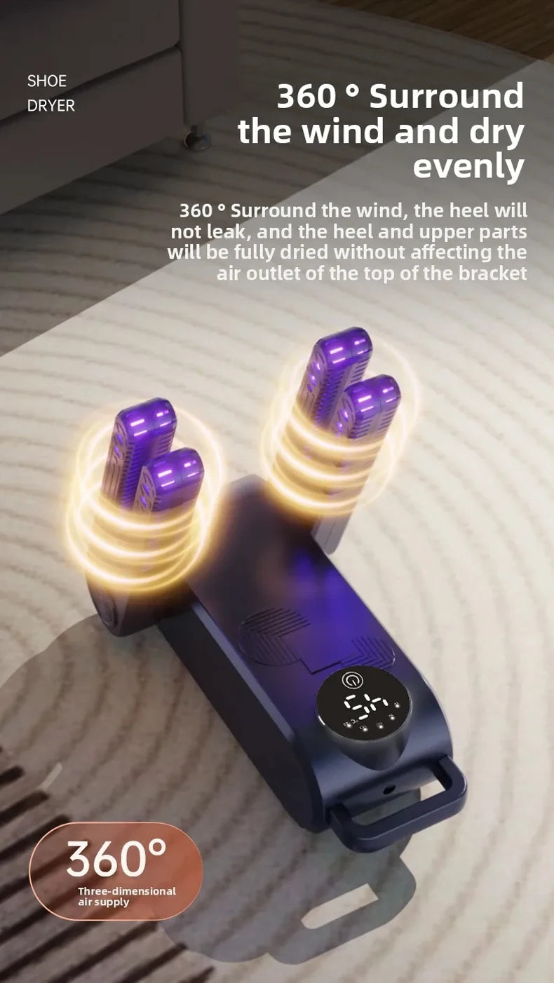 Foldable UV Shoes Dryer with Intelligent Timer Electric Shoe Drying Machine Fast Deodorizes Sterilizes Heats Boots Sneakers
