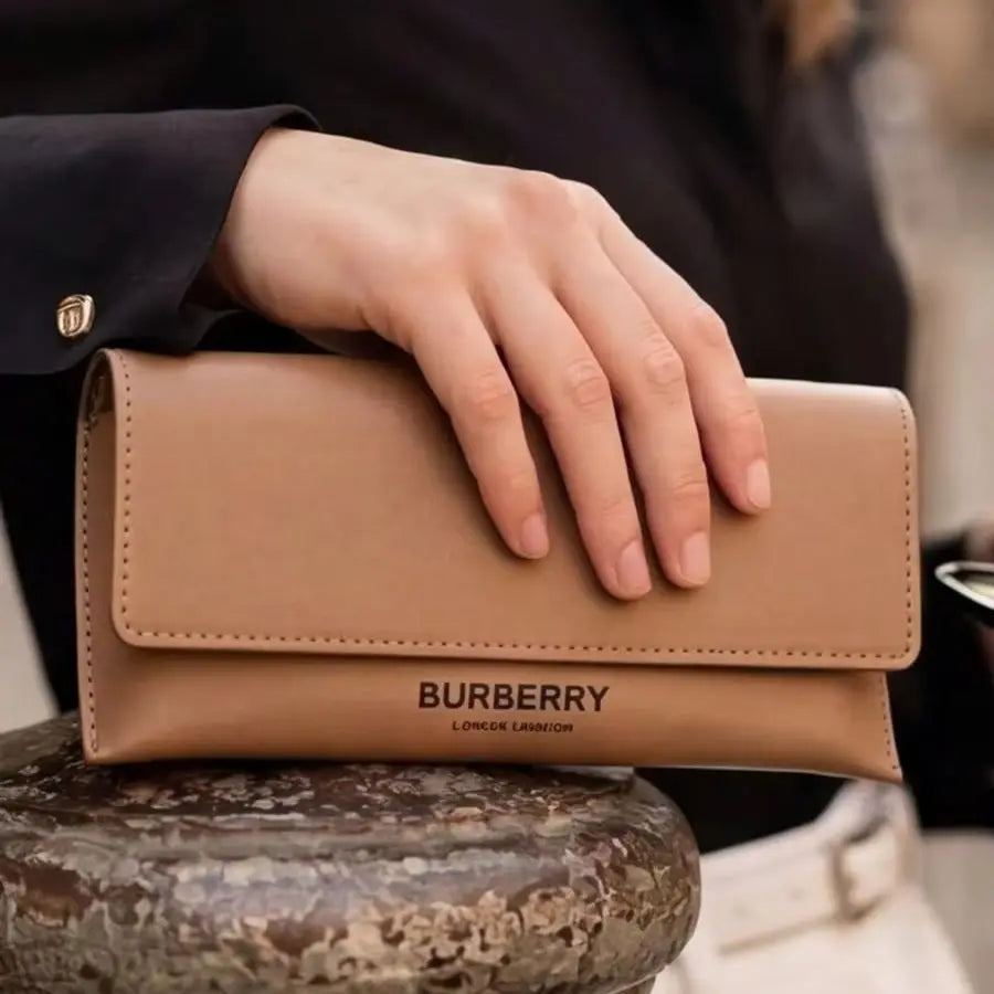 Burberry Wine Brown Leather Eyeglasses Case Luxury Hard Shell Protective Glasses Storage Box Designer Accessory For Women Perfec