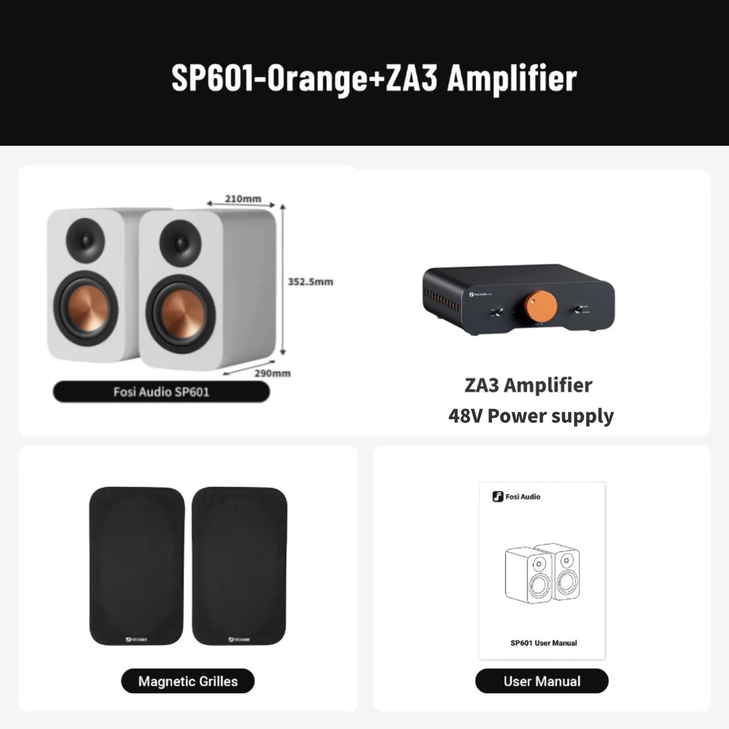 Fosi Audio SP601 6Ω 160W Bookshelf Speaker Hi-Fi Audio for Home Theater ，Desktop Computer