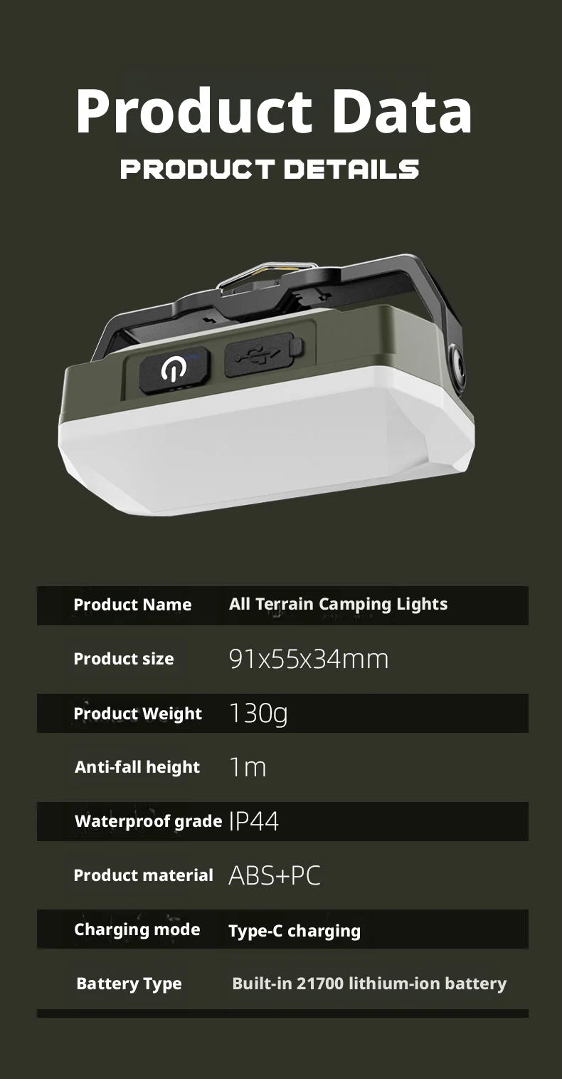 Portable Outdoor Camping Lantern Super Long Battery Life Rechargeable Emergency Light Strong Magnet Work Light for Repair