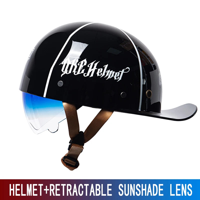 Motorcycle Helmet, Japanese-German Helmet, Men's Retro Half Helmet, Cruise Pedal, Tram, Light Prince Baseball Cap, Spring and Su
