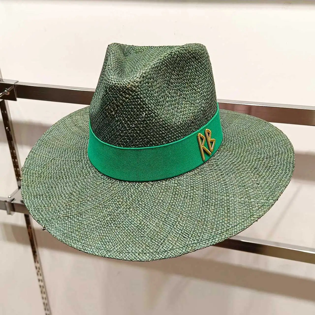Metal RB letter summer straw hat for men and women summer outdoor vacation beach sun hat panama hat  beach accessories