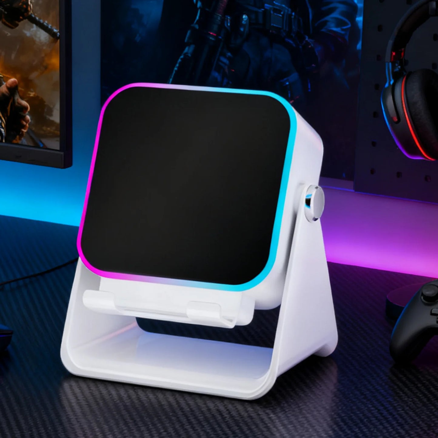 5 In 1 Auto-induction Wireless Induction Speaker 8 Mode RGB Light Phone Stand Surround Sound Portable Phone Holder