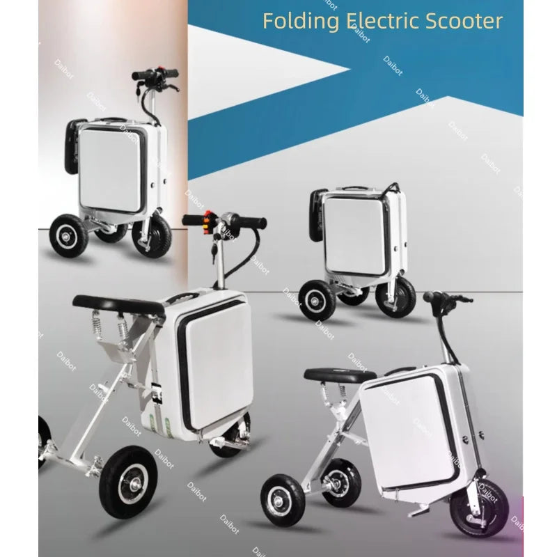 Folding Luggage Parent Child Electric Scooter For Adults With Seat 300W 36V Travel Lightweight Mobility Scooter For Elderly