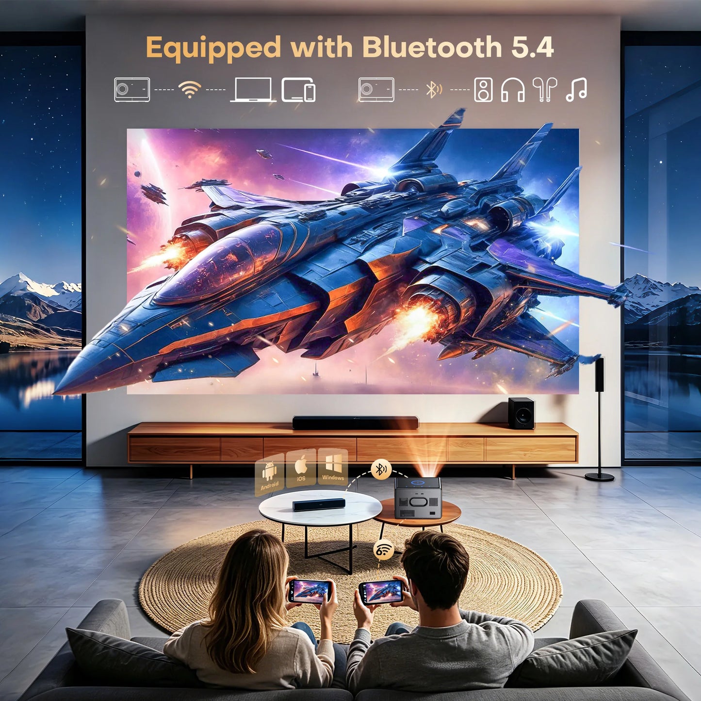 XIWBSY 64GB Google TV Projector 4000ANSI Offline Cinema Beamer 4K HD Video Projector Android 14.0 Sealed Optical Projector