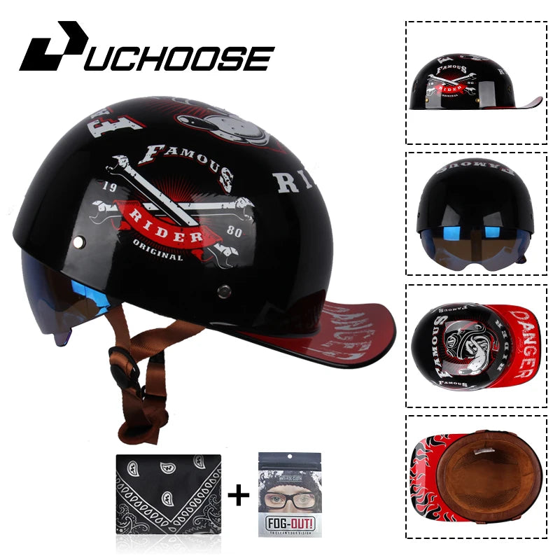 2024 Adult Open Face Summer Retro Riding Bicycles Vintage Half Helmet Baseball Cap Helmets Children Riding Motocross Men Women