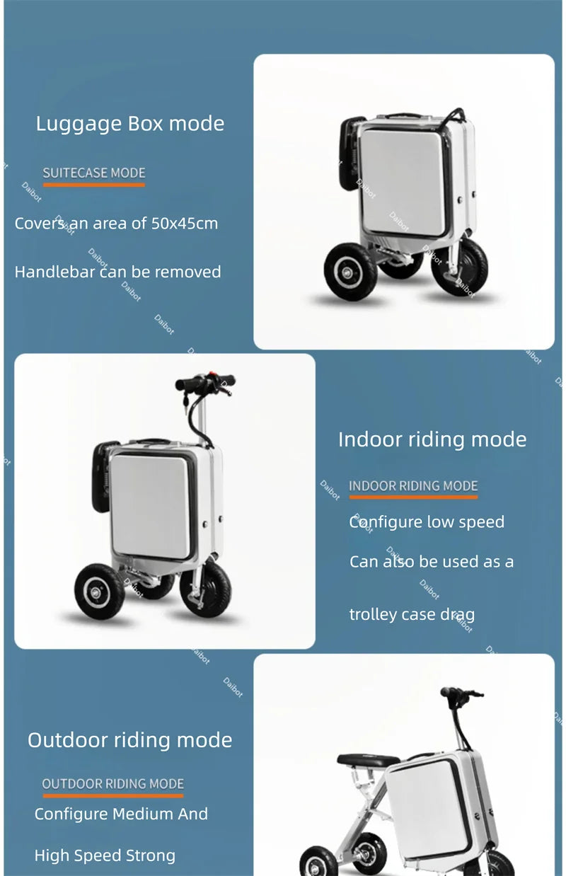Mini Luggage 3 Wheel Electric Scooter Folding With Storage For Elderly 300W Adult Mobility Scooter Lightweight Removable Battery