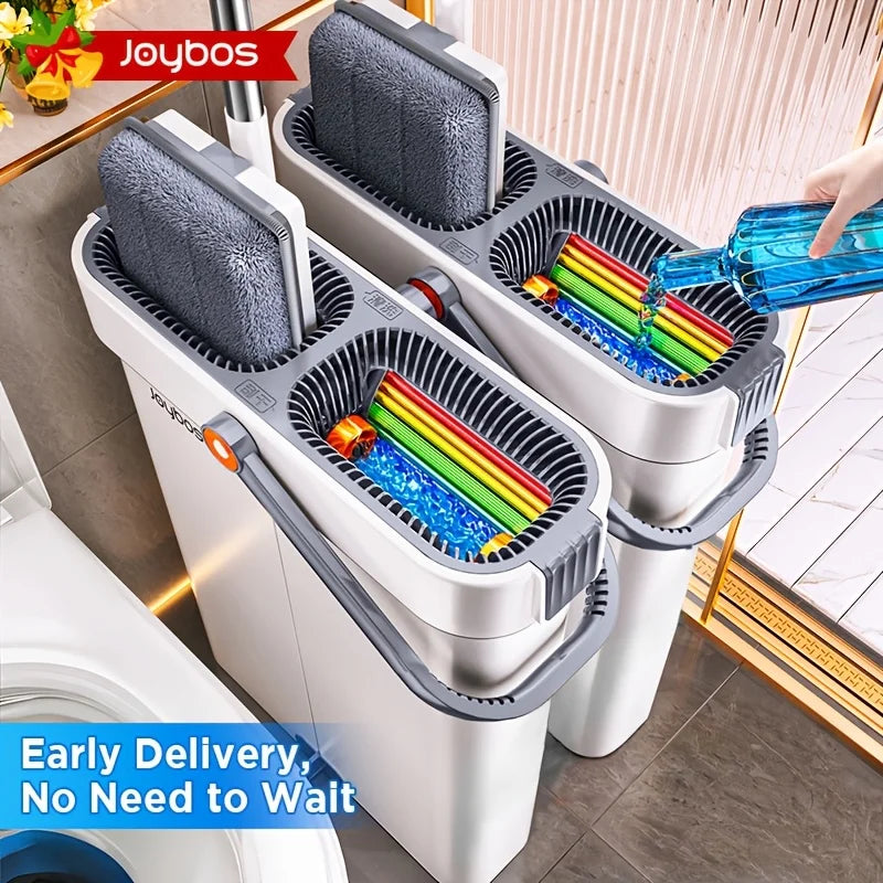 JOYBOS Floor Flat Spin Mop Set With Bucket 360 Rotating Hand-Free  33cm Washing and Squeeze For Home Toilet Bathroom Cleaner Mop