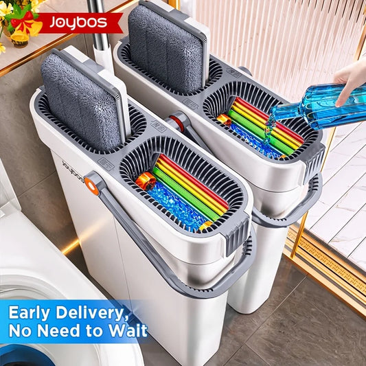 JOYBOS Floor Flat Spin Mop Set With Bucket 360 Rotating Hand-Free  33cm Washing and Squeeze For Home Toilet Bathroom Cleaner Mop