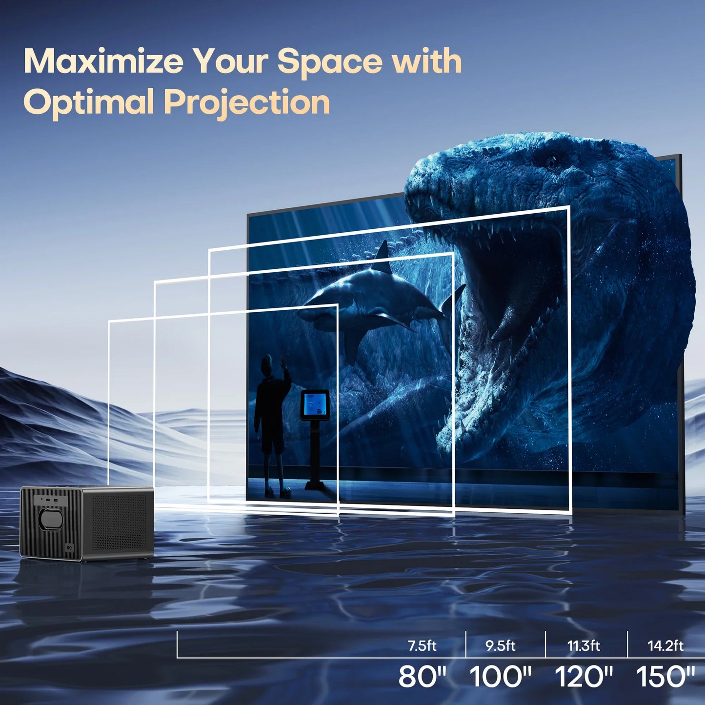 XIWBSY 64GB Google TV Projector 4000ANSI Offline Cinema Beamer 4K HD Video Projector Android 14.0 Sealed Optical Projector
