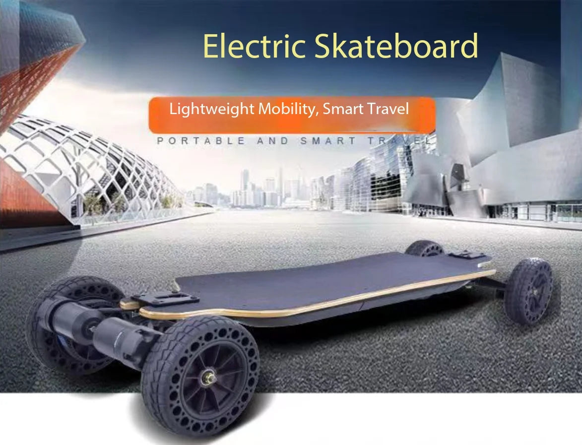 All Terrain Electric Skateboard, Off-Road Shock Absorbing Board, Wireless Remote Control High Speed Scooter for Adults Commute