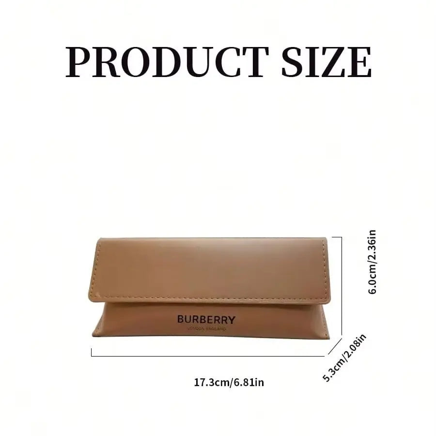 Burberry Wine Brown Leather Eyeglasses Case Luxury Hard Shell Protective Glasses Storage Box Designer Accessory For Women Perfec