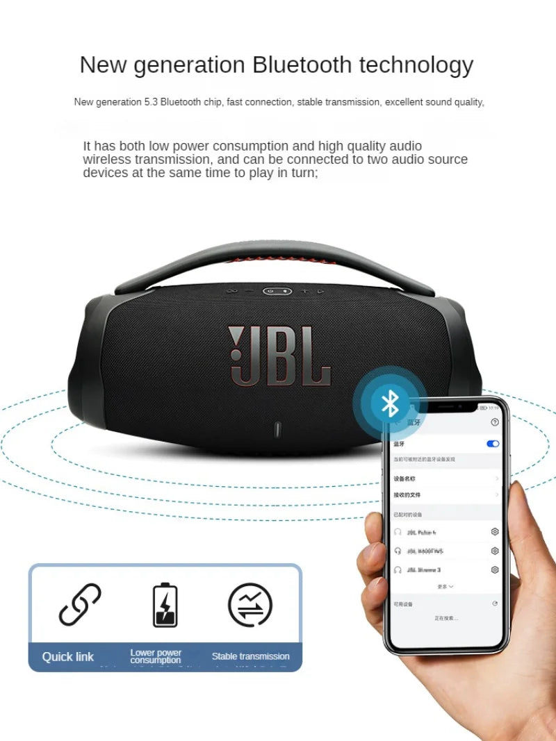 Wireless Bluetooth BoomsBox 3 JBL high-power subwoofer portable speaker 360 stereo surround TWS