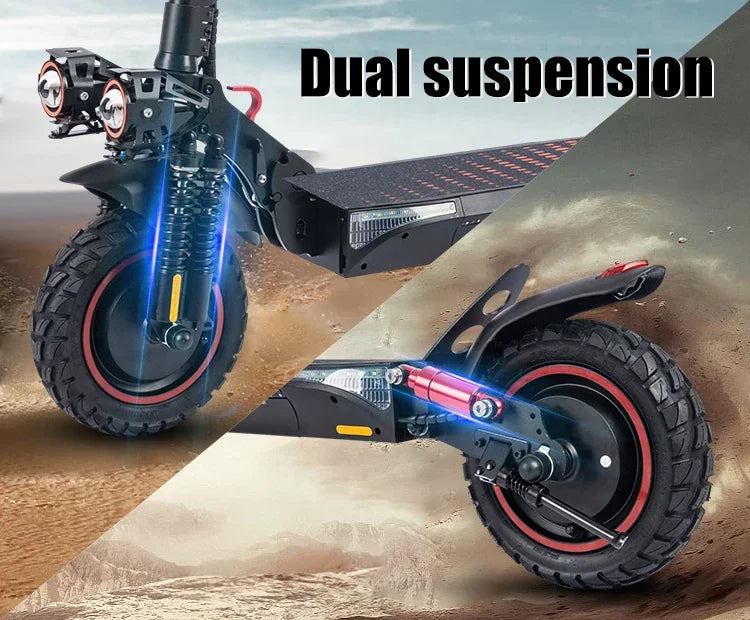 T4 500W High Power Dual Motor Adjustable Height Off-road Folding Adult Electric Scooter