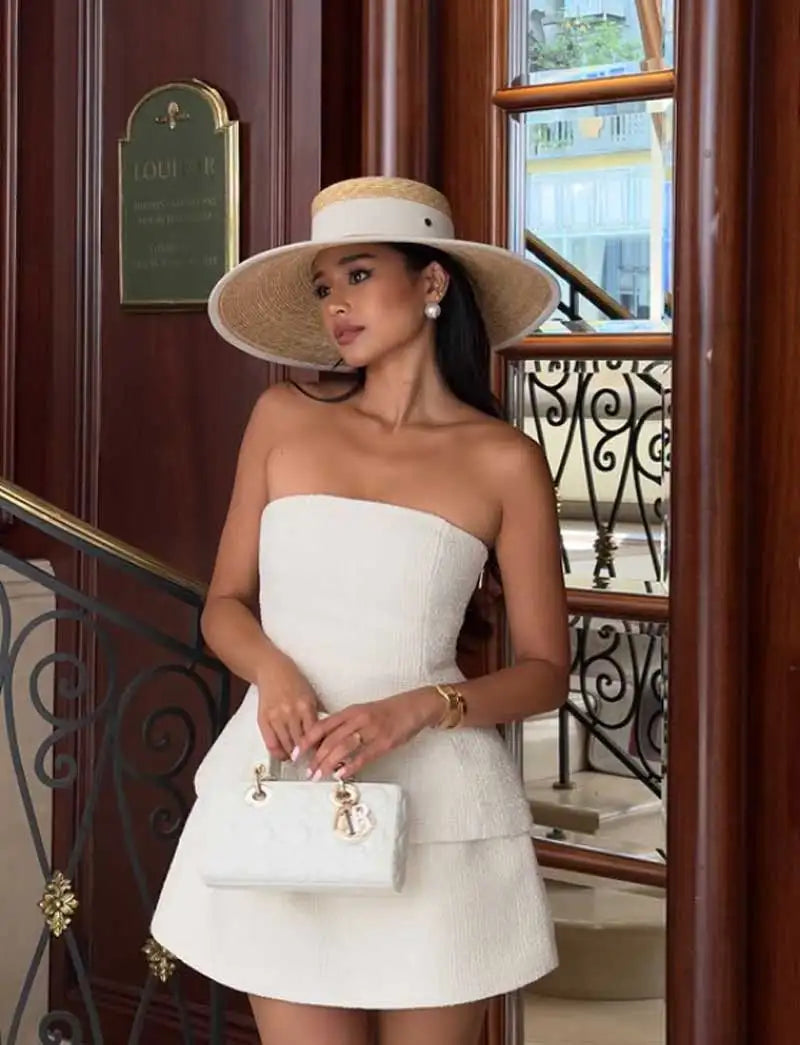 Hepburn style summer straw hat French elegant ladies seaside travel sun hat bow ribbon flat top wide brim straw hat  여름모자