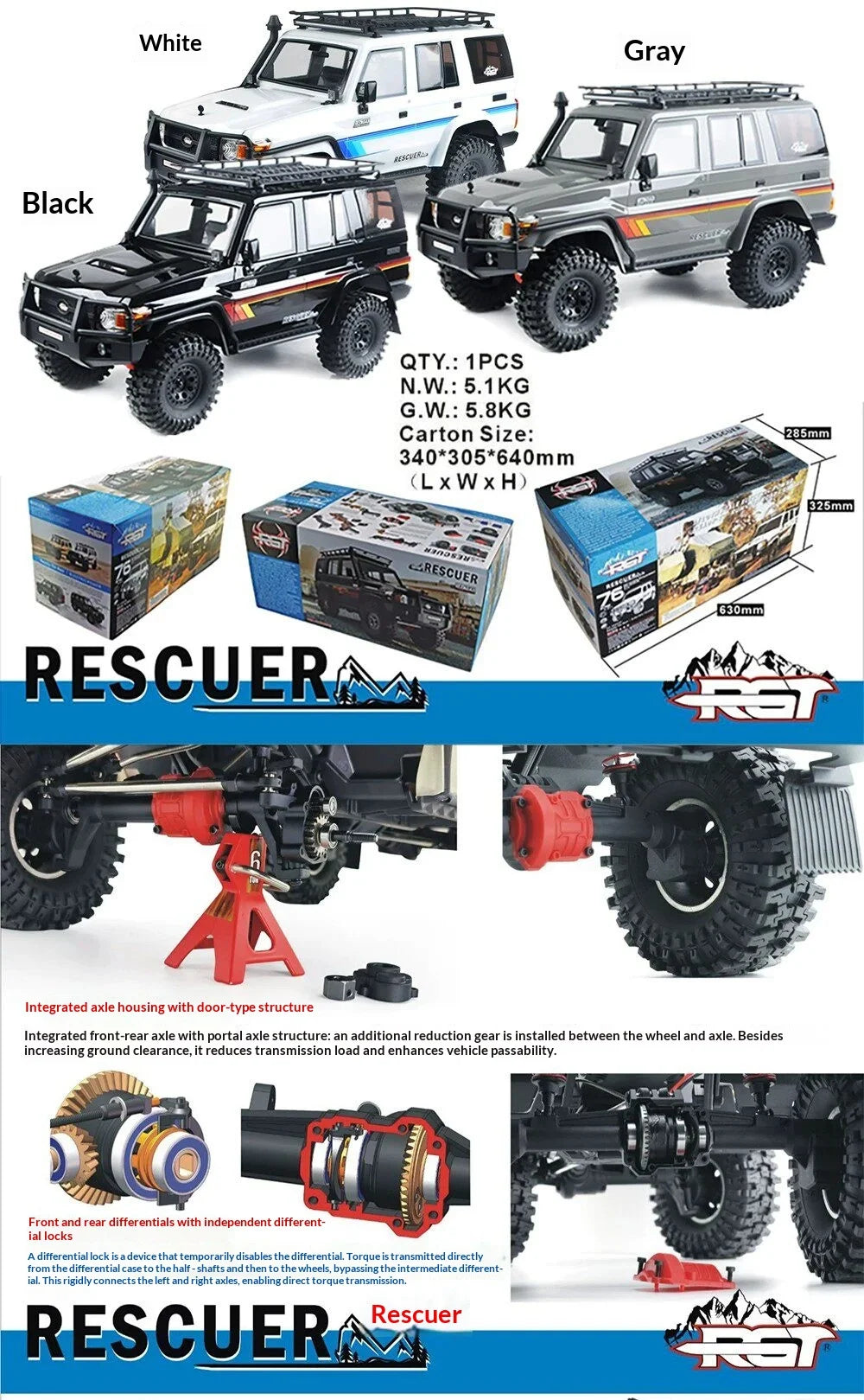 RGT RC Crawler EX86190 LC76 1 10 Scale Electric Four Wheel Drive All Terrain Professional Off Road Car Adult Outdoor Hobby