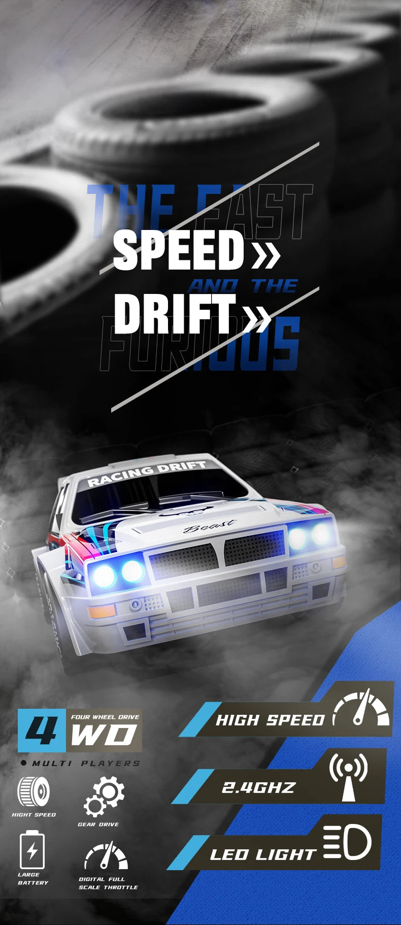 Exclusive Sale on the Entire Network SG204PRO1/24 Remote Control Car 2.4G High-Speed Drift 4WD Remote Control Car GTR Racing Toy