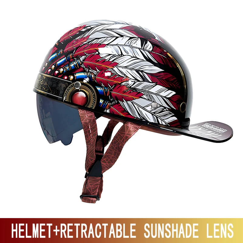 Motorcycle Helmet, Japanese-German Helmet, Men's Retro Half Helmet, Cruise Pedal, Tram, Light Prince Baseball Cap, Spring and Su