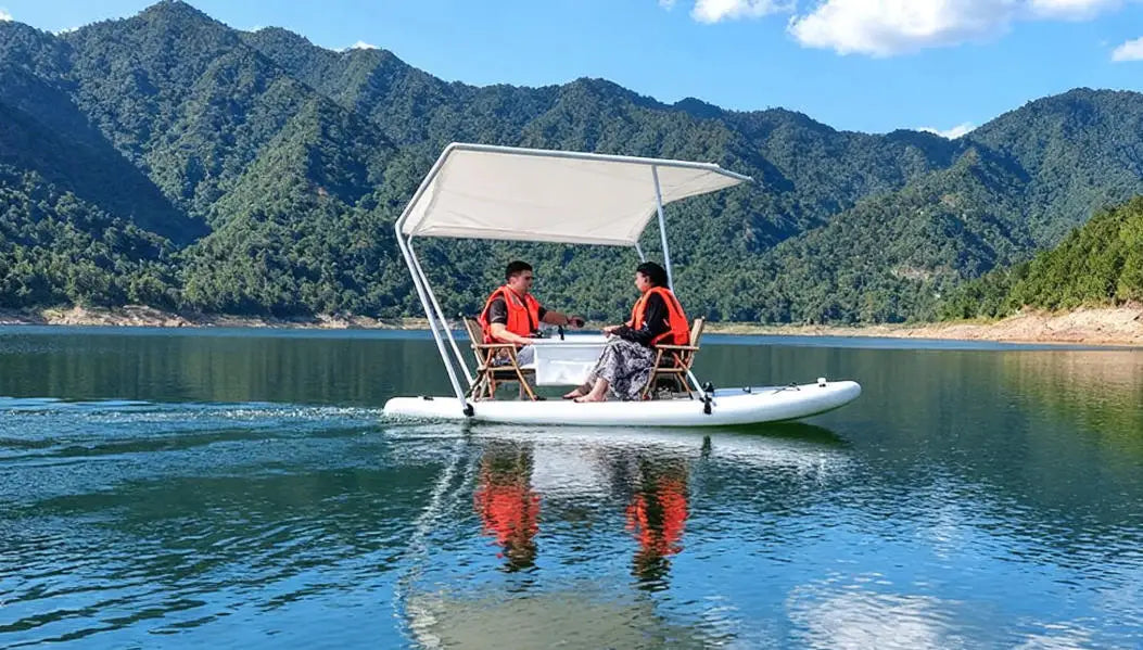 Outdoor DWF Luxury Floating Electric Catamaran Inflatable Boat with Motor for Home Residential or School Use