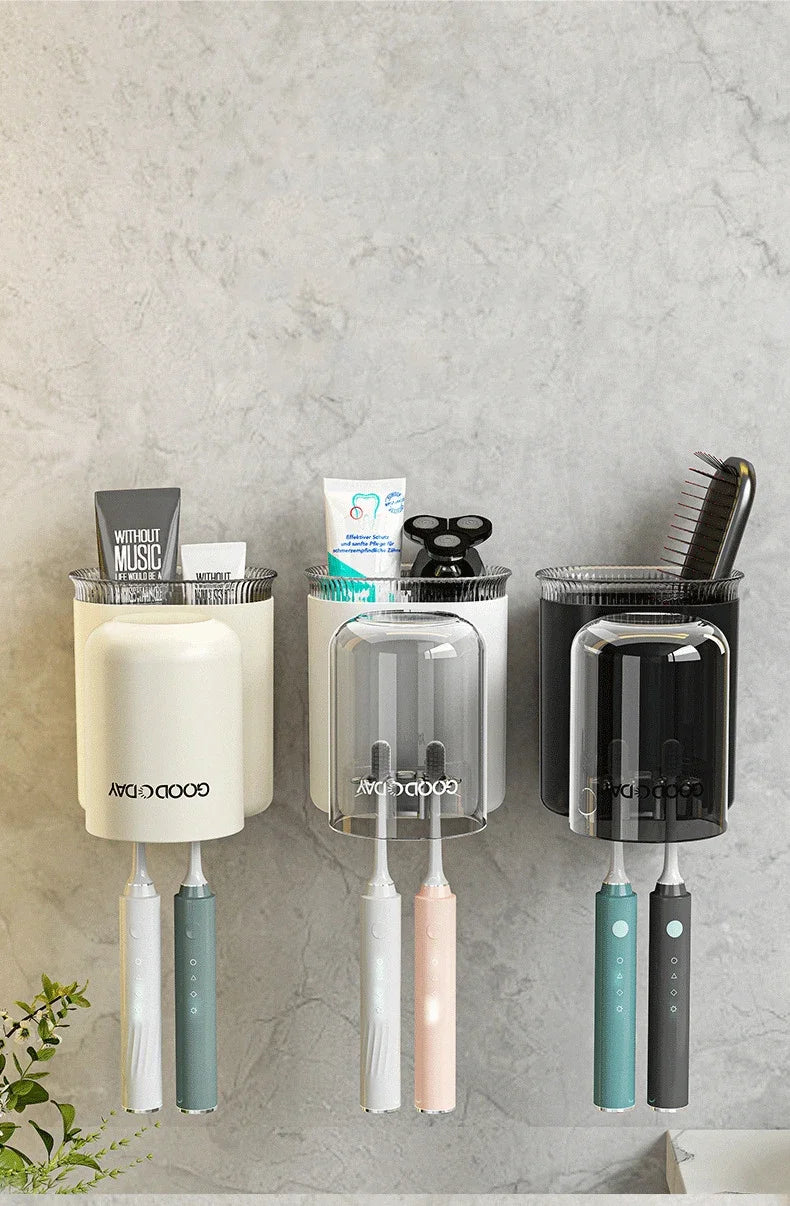 Washing Cup Toothbrush Holder Wall Mounted Toothpaste Shaver Storage Multifunctional Household Bathroom Accessories Storage Rack