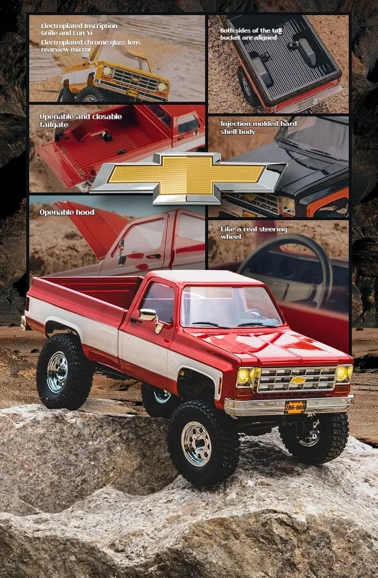 FMS FCX18 1:18 Chevrolet K10 Pickup Truck Officially Authorized Classic Retro Off-road Climbing RC Car Model RTR Vibely Store