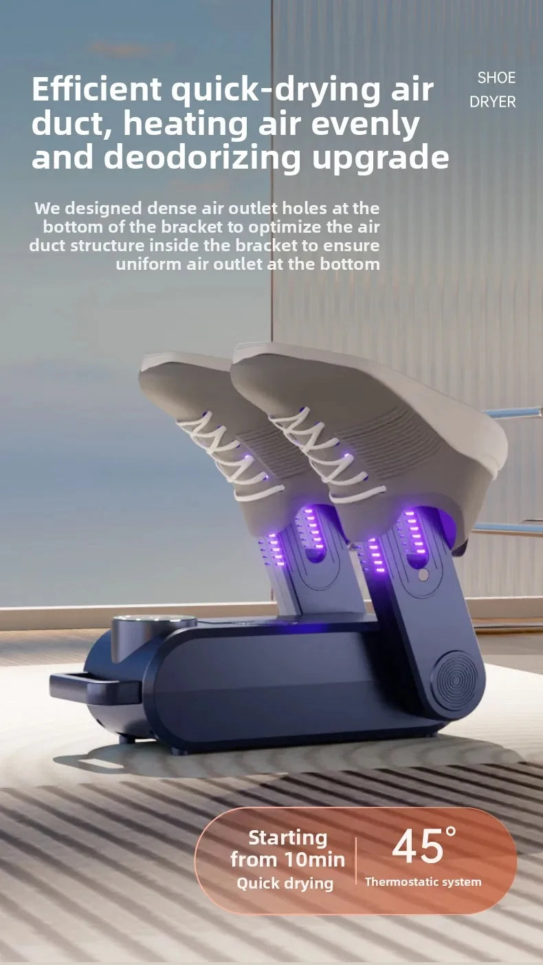 Foldable UV Shoes Dryer with Intelligent Timer Electric Shoe Drying Machine Fast Deodorizes Sterilizes Heats Boots Sneakers